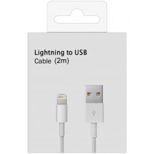 OEM adat- és töltőkábel Apple-kompatibilis, Lightning – USB-A, 2 m, fehér, bliszteres csomagolásban