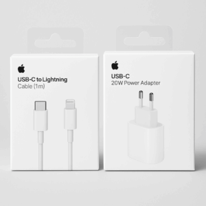 Eredeti APPLE MUVV3ZM/A hálózati töltő, USB-C, 20W, fehér <font color="red">+ </font> Eredeti Apple töltőkábel, Lightning – USB-C, 1 m, fehér, bliszter csomagolás