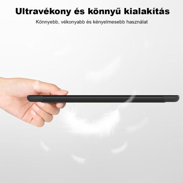 Védőtok iPad 11″-hez (11. generáció, 2025 – A16) és iPad 10,9″-hez (10. generáció, 2022), inteligens tok háromrészes, összecsukható állvánnyal, ultra-vékony hátlappal, fekete színben. - Image 5