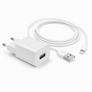 35 W-os gyorstöltő telefonhoz és tablethez, Quick Charge, USB-A + 2 méteres fehér OEM adat- és töltőkábel, Apple-kompatibilis, Lightning–USB-A